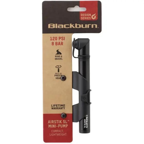 Bomba Manual Bike Blackburn Airstik SL Bicicleta 120 PSI Presta 8 Bar Com Suporte
