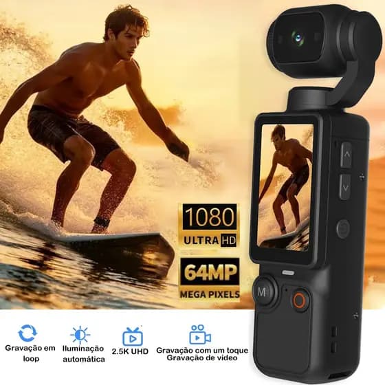 BML Câmera Esportiva 4K Rotação de 180° Camera Gravador Giratório De Vídeo Fotográfico Esportivo Vlog