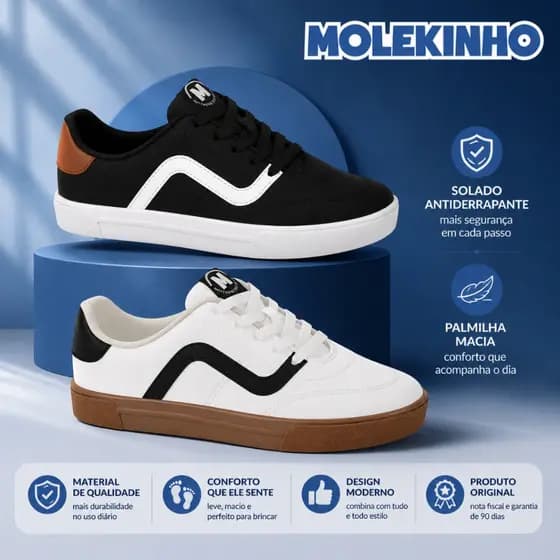 Tênis Infantil Menino Molekinho Casual Escolar Original Skate | Lançamento Original Molekinho !