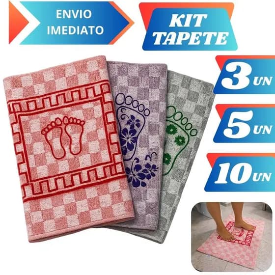 Kit 10 5 ou 3 Tapete Para Banheiro Toalha de Piso Atoalhado Tapete Pezinho Estampado