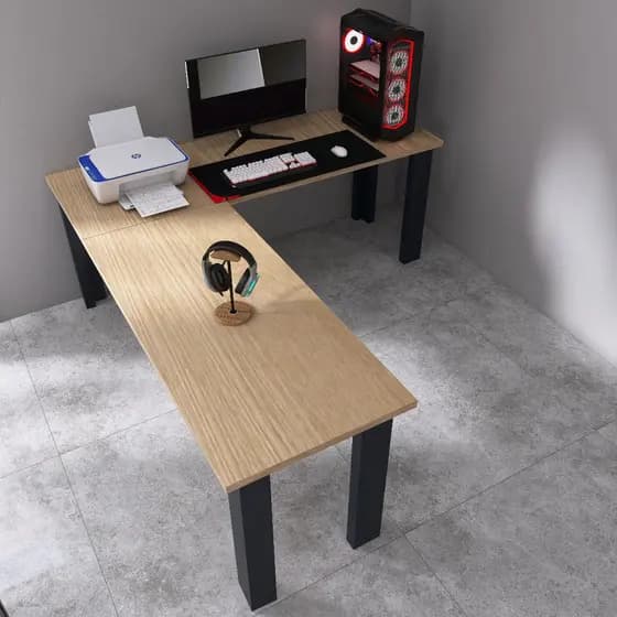 Mesa em L Gamer Estilo Industrial Moderno