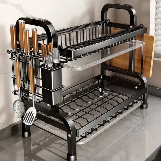 Escorredor Kitchen Rack Aço Inoxidável Organizador Louça Preto Pia Kitchen Rack 53cm Aço Ino