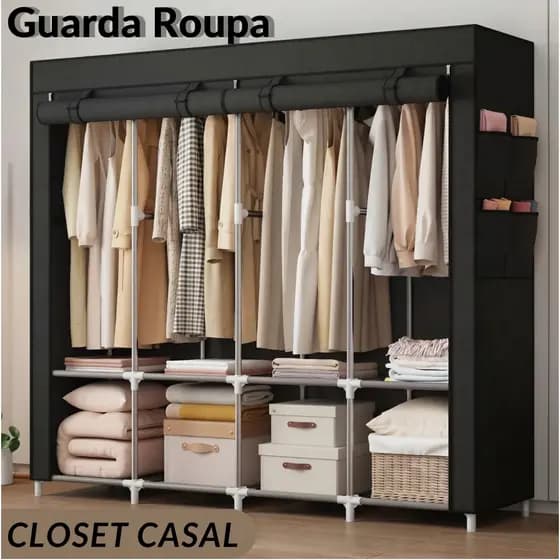 Guarda Roupa Dobrável Armário Organizador Multiuso Roupeiro Cabideiro Sapateira
