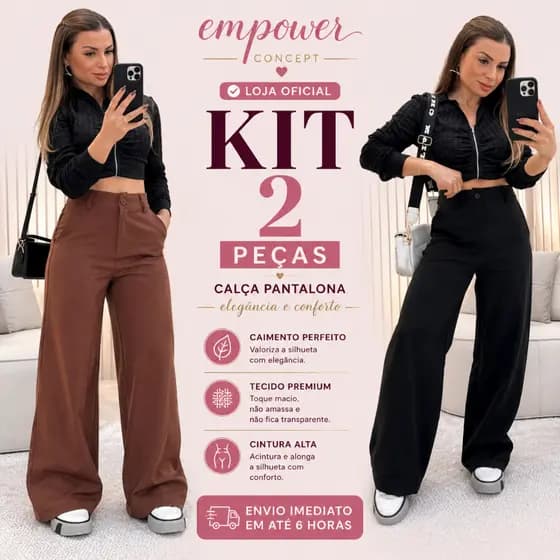 Kit 2 Calça Alfaiataria PREMIUM Com Bolso Cintura Alta ENVIO IMEDIATO