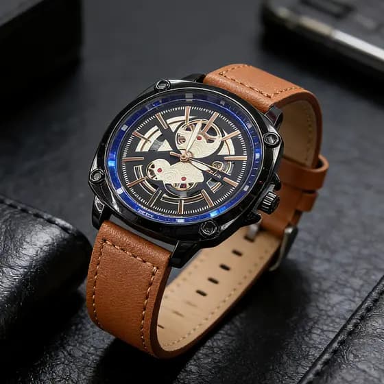 Relógio masculino relógio Casual cinto relógio de quartzo masculino oco para fora legenda temperamento único relógio de