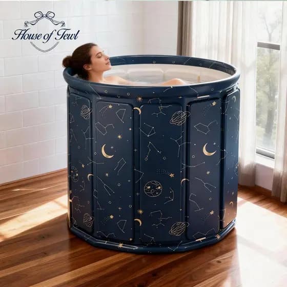 Banheira Adulto Dobrável 70cm 254L Portátil Reforçada com Drenagem Rápida Banheira de Hidromassagem