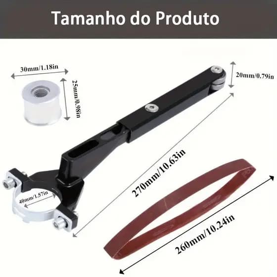 Adaptador para Lixadeira de Correia Transforma Esmerilhadeira em Lixadeira, Ideal para Polir e Remover Ferrugem
