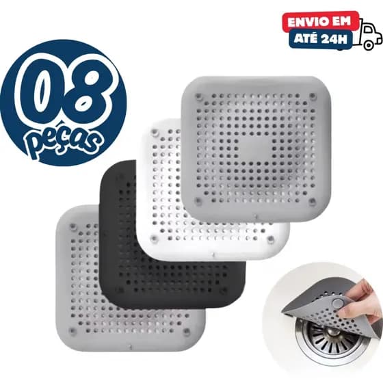 Kit 08 04 ou 02 Protetor Ralo De Silicone Para Banheiro Pia De Cozinha Banheira Lavanderia Anti Inseto
