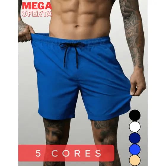 Bermuda Shorts Masculino Elastano Basico Liso de Academia Exercicio Praia Casual Verão - P ao G4PLUS