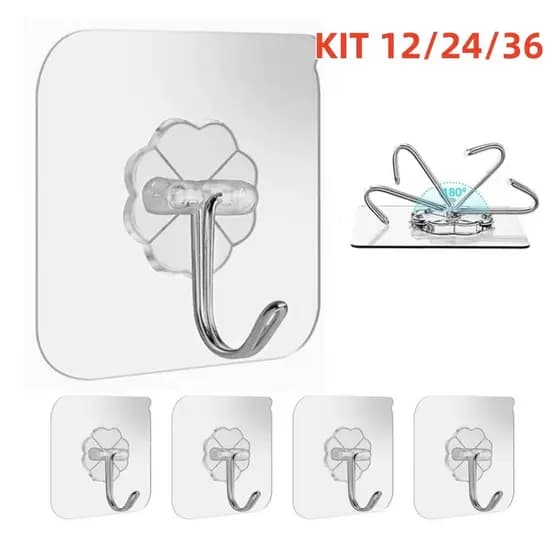 Kit 12/24/36 Ganchos Adesivos Parede Multi Funcional Autocolante Casa Cozinha Quarto Banheiro Organizado