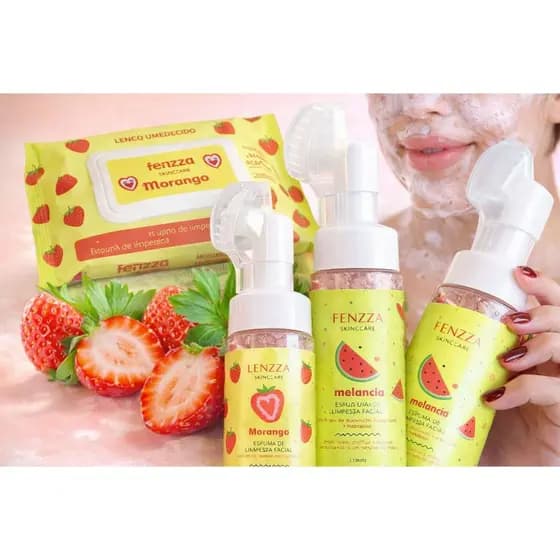 Espuma de limpeza Lenço Demaquilante Morango Melancia - Fenzza