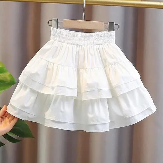 Saia de Cintura Alta para Meninas, Saia Curta Elástica com Babados, Princesa, Camadas e Pregas Ruffles20250829 JHKJ 0TVY