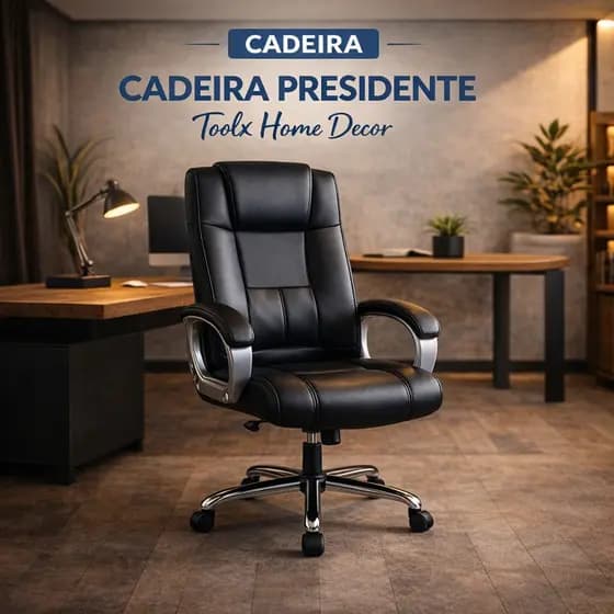 Cadeira Presidente Escritório Giratória Office Boss Confortável Base Cromada | Toolx Home Decor