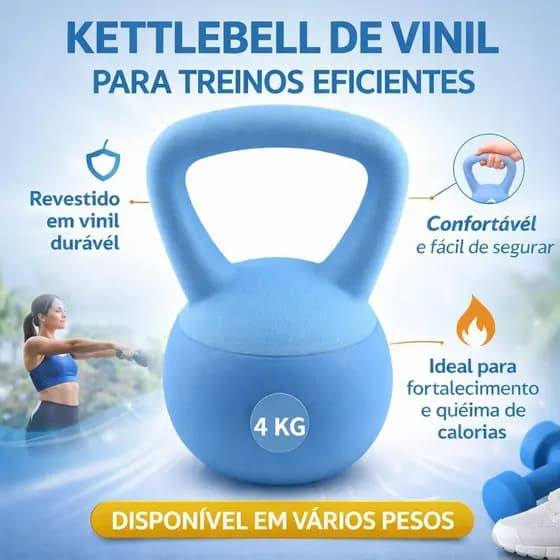 Kettlebell 4-12KG Halteres para Yoga e Definição Corporal – Kettlebell Revestido em PVC