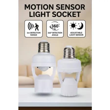 Soquete Luz Com Sensor De Movimento Bivolt E Area De 360 Graus Lampada Por Indução