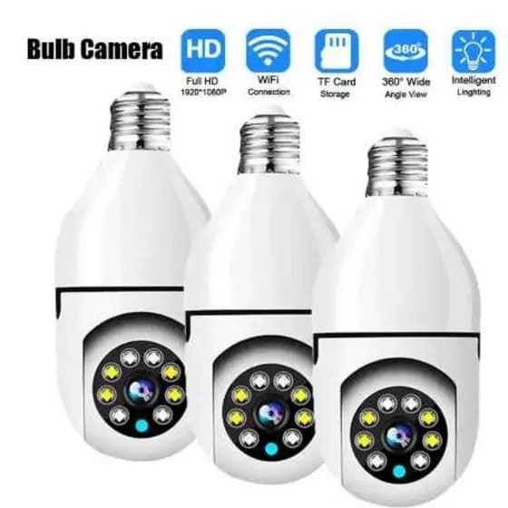 Conjunto De 3 Sem Fio 360 ° Câmeras De Segurança IP Wi-Fi Com Suporte Para Lâmpada Plug-in , PTZ , Controle De Aplicativ