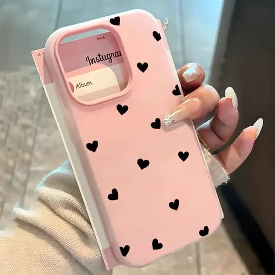 Coração Preto 2 Em 1 Capa Capinha Silicone Para IPhone 13 11 12 14 15 16 17 16e Normal Pro Max Ar Macarons Caso
