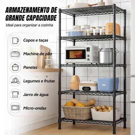 Estante De Metal Ajustáveis Compacta Para Cozinha Banheiro Quarto Até 200kg