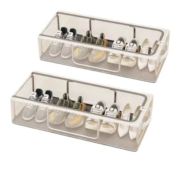 Sapateira empilhável Vertical em PVC transparente caixa de sapato 40 * 30 * 15 cm porta única 2 peças um pacote