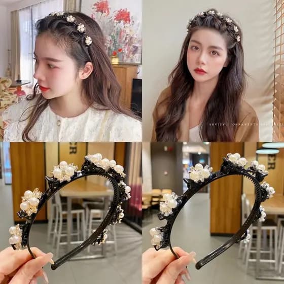 Nova Faixa De Cabelo Trança Clipe Franja Artefato De Quebra Preguiçoso De