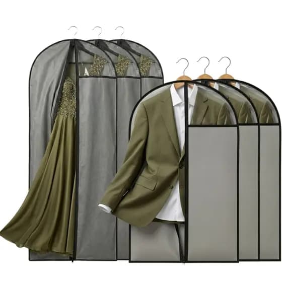 Kit 3 Capa Para Vestido Terno Blazer Jaqueta Com Visor Transparente Ziper TNT Guarda Roupa Closet