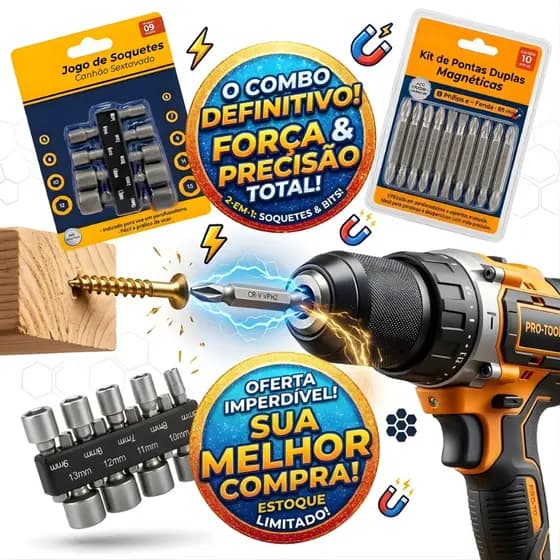 Kit Soquetes 5mm a 13mm com 9 Peças + 10 Bits Ponteiras para Parafusadeira – Jogo Profissional Completo