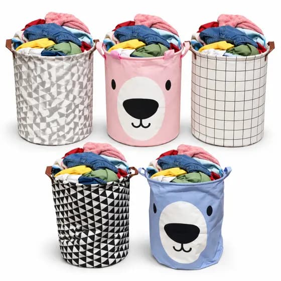 Cestos de Roupa Organizador Dobrável 40 L de Tecido Grande para Lavanderia Resistente Multiuso