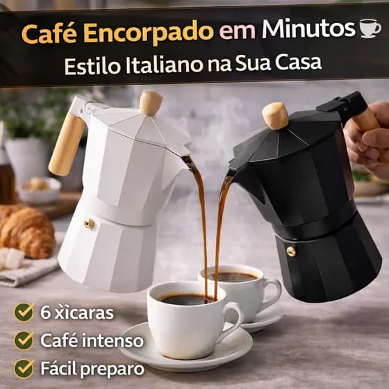 Cafeteira Italiana 6 Xícaras 300ml Alumínio Moka Pot Café Forte Fogão Design Moderno