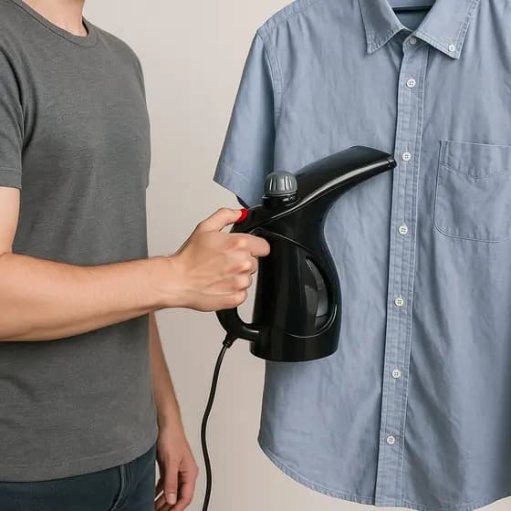 Passadeira a Vapor Portátil 127V 800W Desamassa Roupas no Cabide Preta