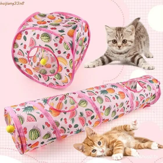 Túnel De Brincar Para Gatos HUIJIANG , Ninho De Barraca Dobrável Impresso , Canal Quadrado Com De Bola Peluda