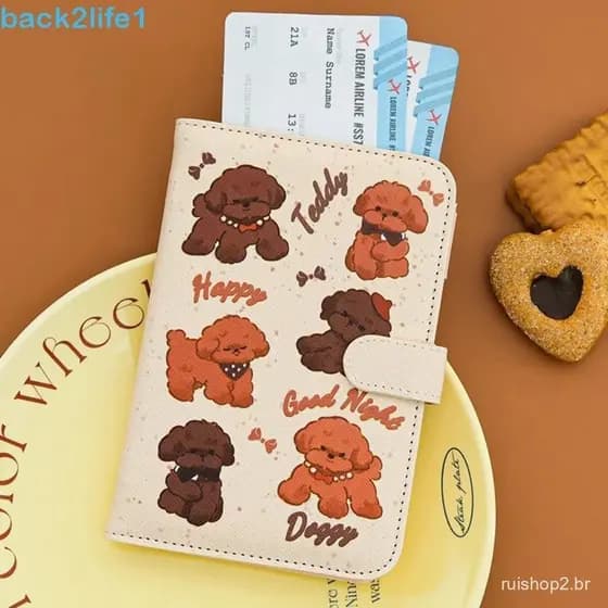 BACK2LIFE1 Bolsa Para Passaporte De Couro Gato , Capa Cartão À Prova D'água Cachorro Com Compartimentos , Pasta De Ingre