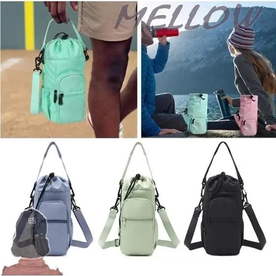 Suporte Para Garrafa Térmica MELLOW , Bolsa De Água Com Alça Ajustável Isolada , Capa Crossbody Porta-Copos A Vácuo