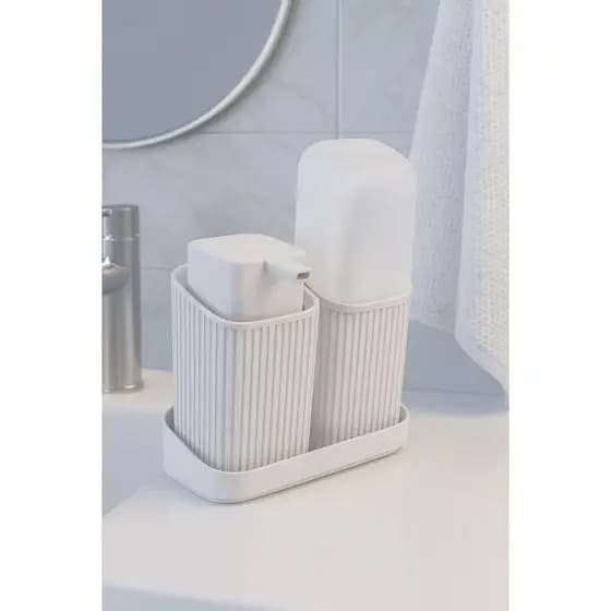 Kit Duo Banheiro Porta Escova E Saboneteira Líquida Usual Branco