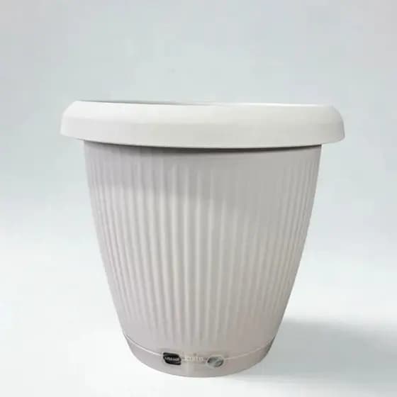 Vaso Planta 8l Com Prato Decorativo Grande Anti Dengue Cinza