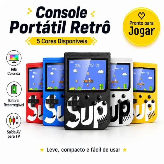 Mini Game Retrô 400 Jogos Portátil Game Boy Retro Jogos Clássicos Antigos Anos 80 + Conecta na TV