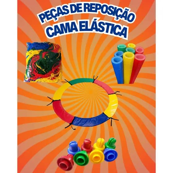 Kit Cama Elástica 1,40m Rede + 6 Isotubos + 6 Ponteiras + Protetor de Molas