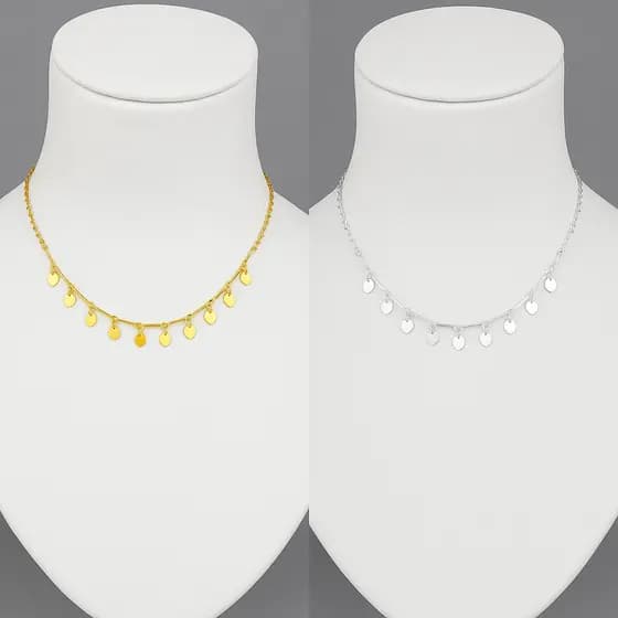 Colar Feminino Corações Soltinhos 35cm com Extensor - Dourado ou Prateado