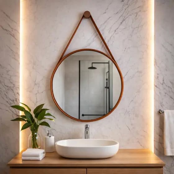 Espelho Redondo 60cm Adnet Suporte Para Parede Moderno Decorativo