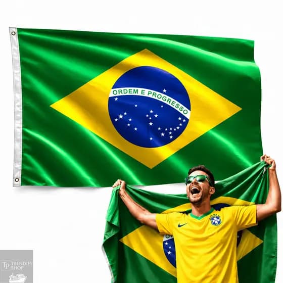 Bandeira do Brasil Gigante 150x90cm Para Torcida Futebol Copa Mundial Bastão e Decoração