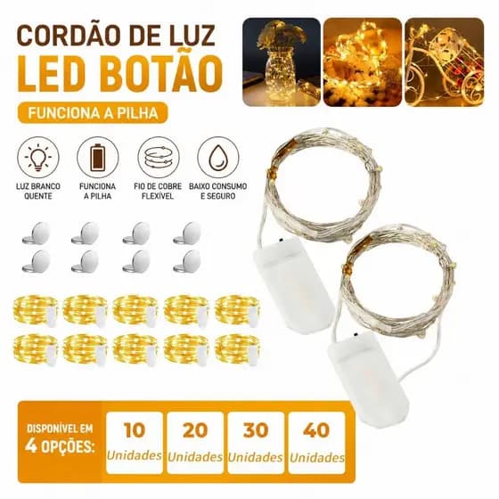 Superbaixos Preço Kit 10 Pisca Fio Fada 2m Cordão 20 Leds Decoraçã Bateria Festa Junina Bandeirinhas Cordão