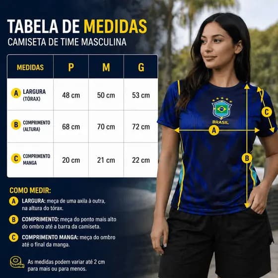 Camiseta Seleção Brasil Azul Unissex Dry Fit Oficial– Esportiva Confortável P M G