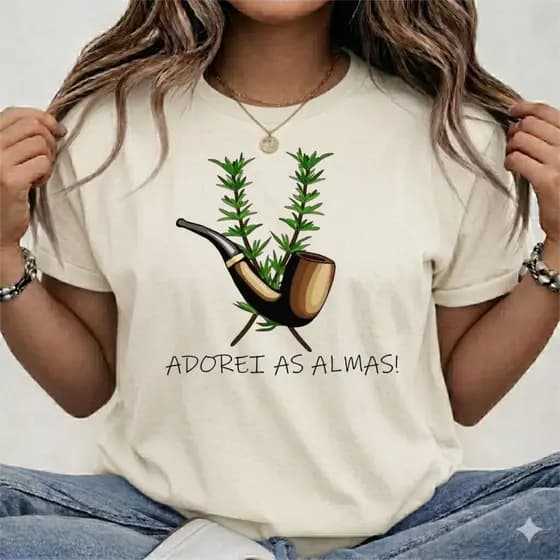 Camiseta T-shirt blusa feminina estilosa 100%algodão umbanda rezo axé saravá adorei as almas