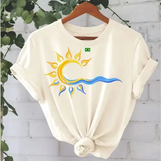 Blusa feminina estilosa tradicional camiseta 100%algodão cool natureza cultura brasilidades sol brasil