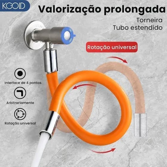 Mangueira Extensora de Torneira Silicone Flexível 360° Universal20/30/50cm