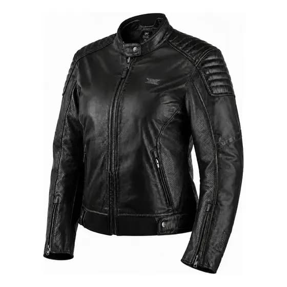Jaqueta Texx Rebel Couro Legitimo Bufalo Preta Feminina com protecao motocilcista