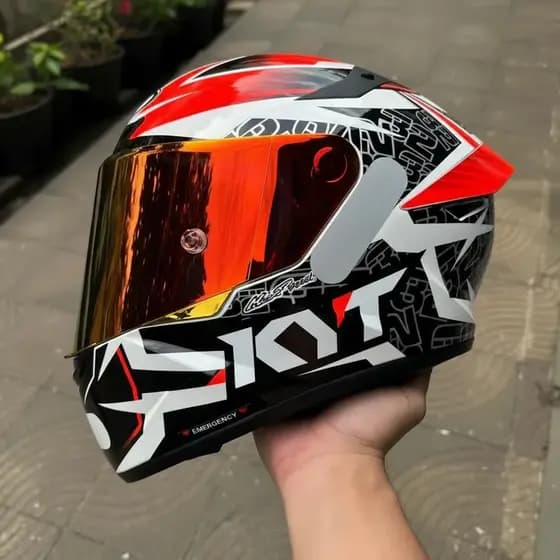 Capacete KYT TT Course Vinales Balance + VISEIRA Revo Vermelha