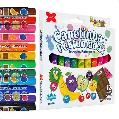 Canetinhas Perfumadas 12cores Infantil Escolar Desenho Make+
