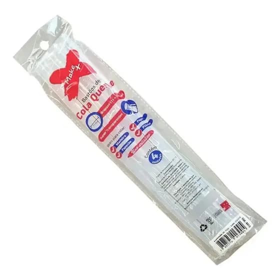 Bastão Cola Quente Grossa Blister 4 Unidades 11x300mm Make+