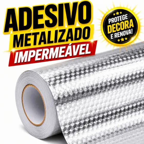Papel Adesivo Alumínio Metalizado 3M Impermeável Autocolante Cozinha Fogão Pia Armário Parede Azulejo Resistente Calor