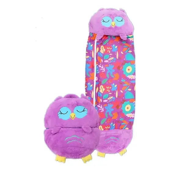 Saco De Dormir Infantil Vira Mochila 2x1 Small Baby 130x50cm Cor Coruja Lilas Localização Do Zíper Direita